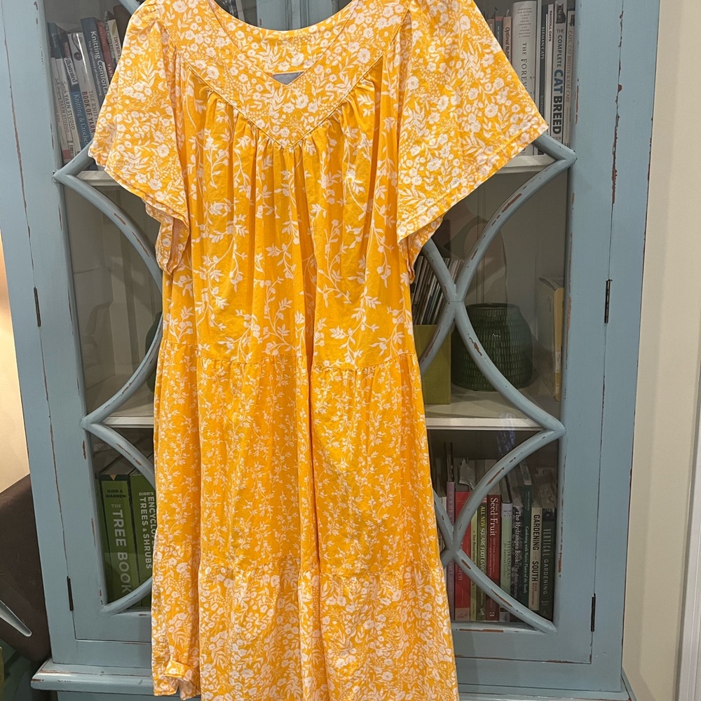Only Necessities Yellow Floral Midi Dress